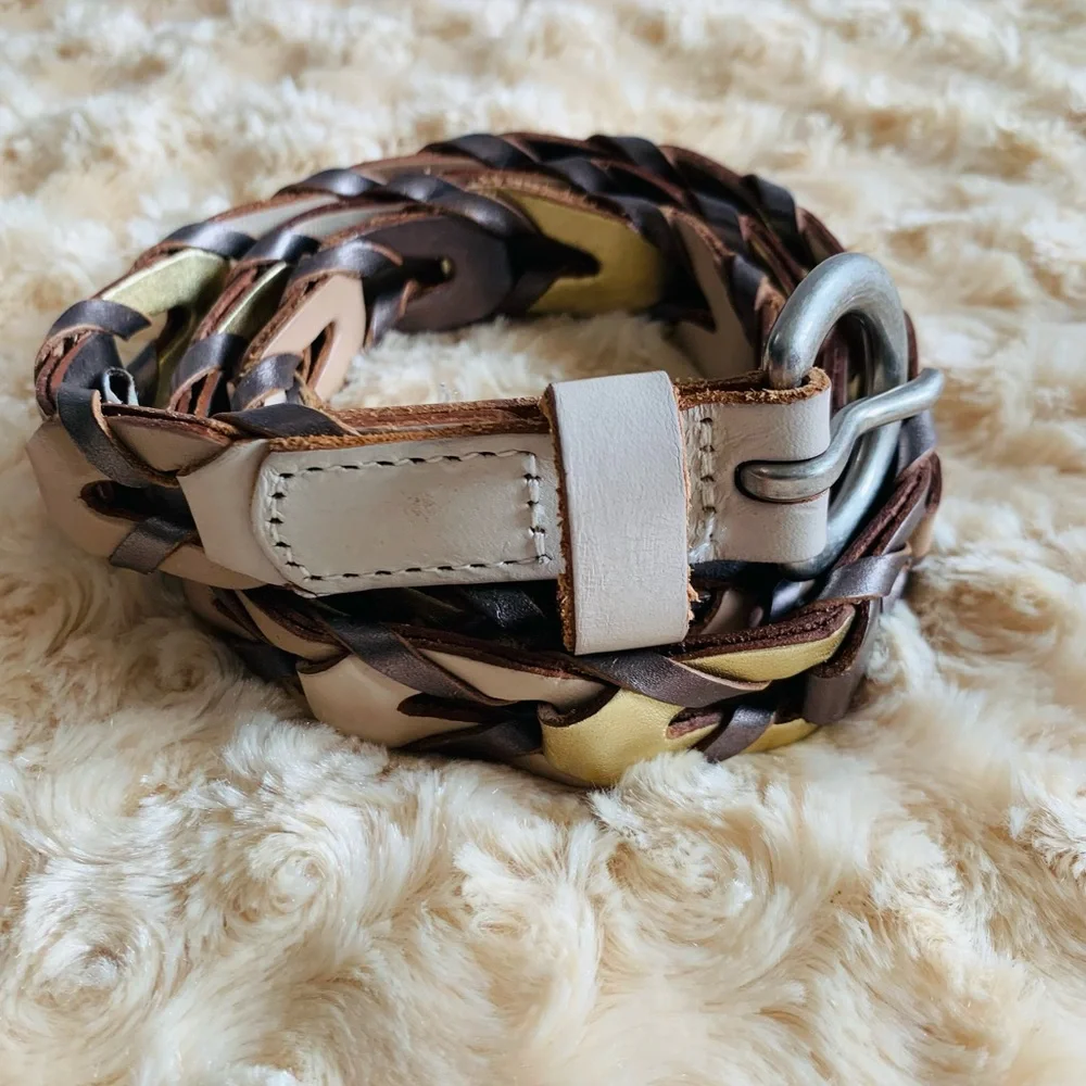FOSSIL Woven Braided Two Tone Boho Belt Size S